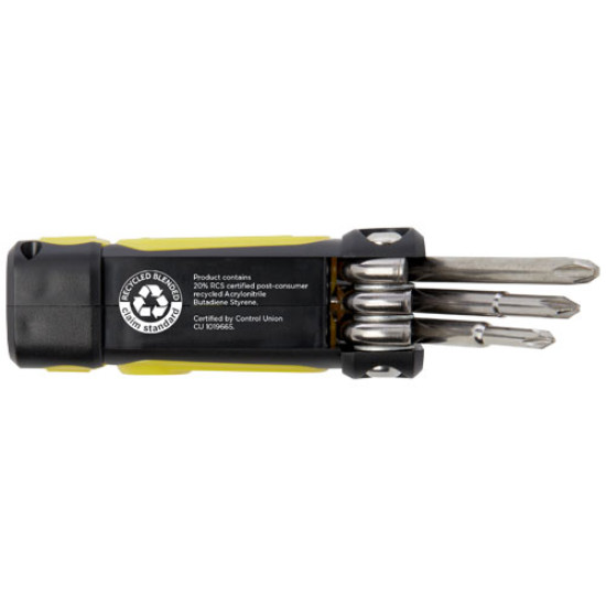 Octo 8-in-1 RCS recycled plastic screwdriver set with torch