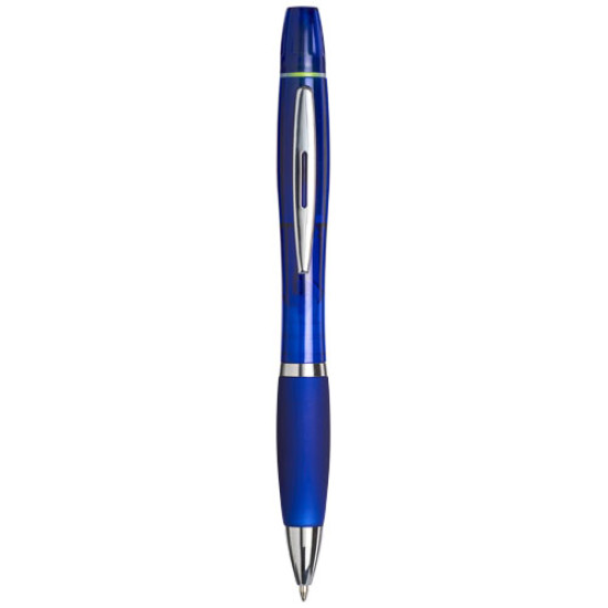 Curvy ballpoint pen with highlighter