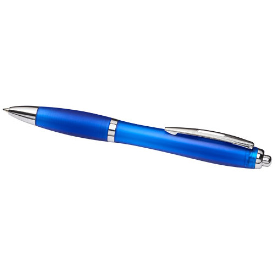 Curvy ballpoint pen with frosted barrel and grip